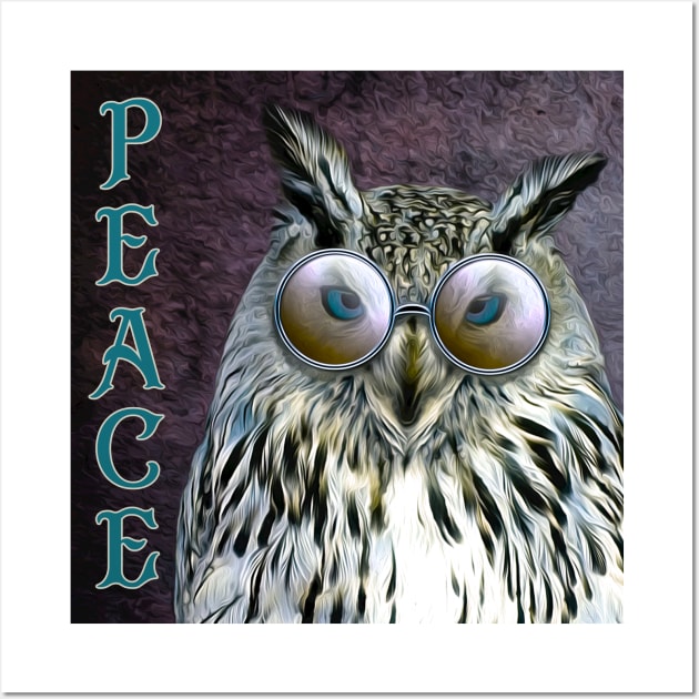 Hippie Owl Mug,coffee mug,t-shirt,sticker,tote,bag,apparel,magnet,pin,hoodie,pillow Wall Art by All Thumbs